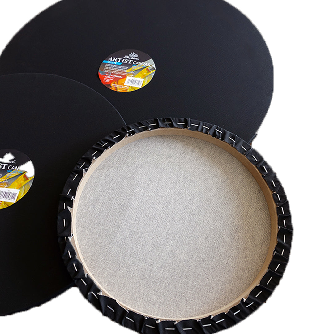 Phoenix Black Round Primed Canvas on a Frame