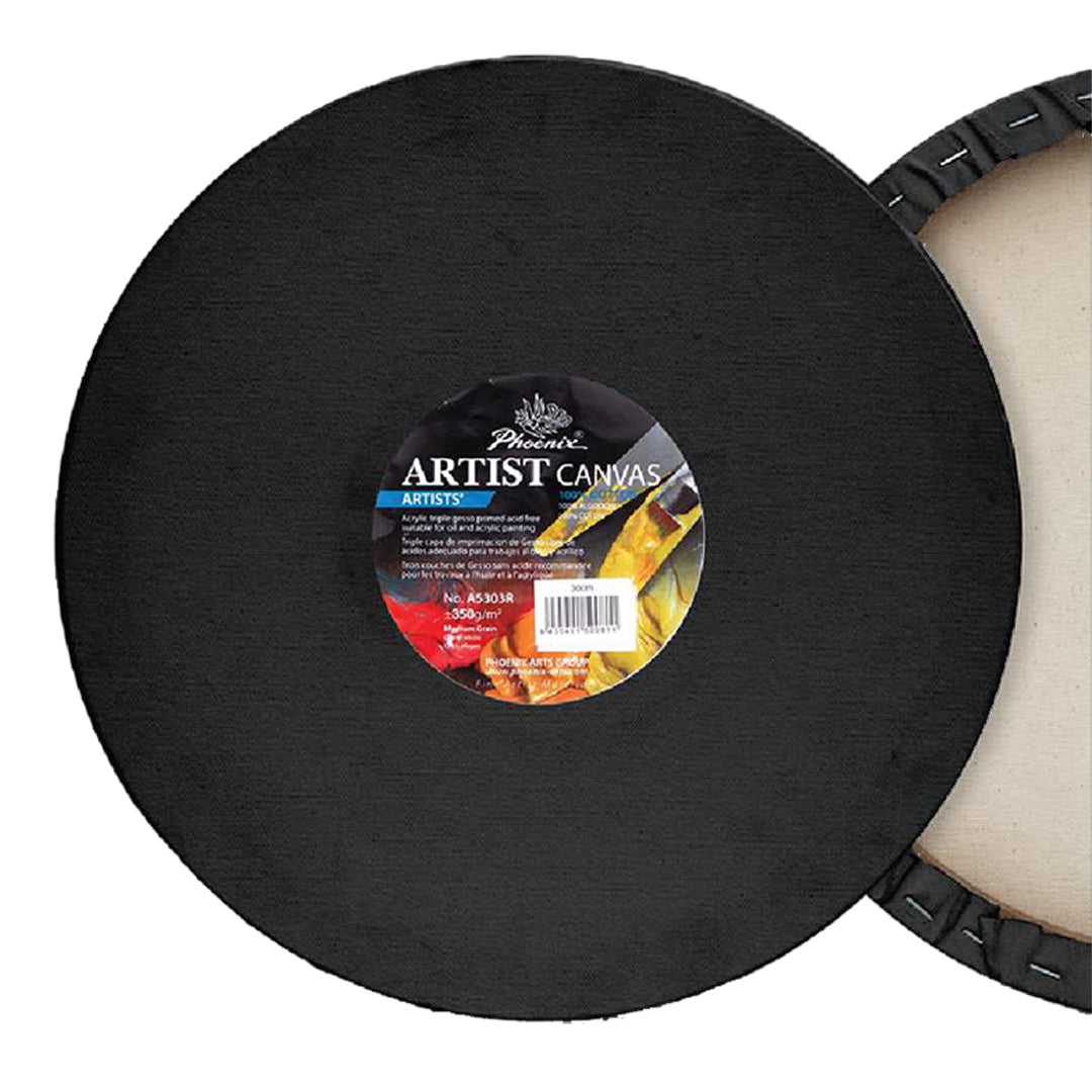 Phoenix Black Round Primed Canvas on a Frame