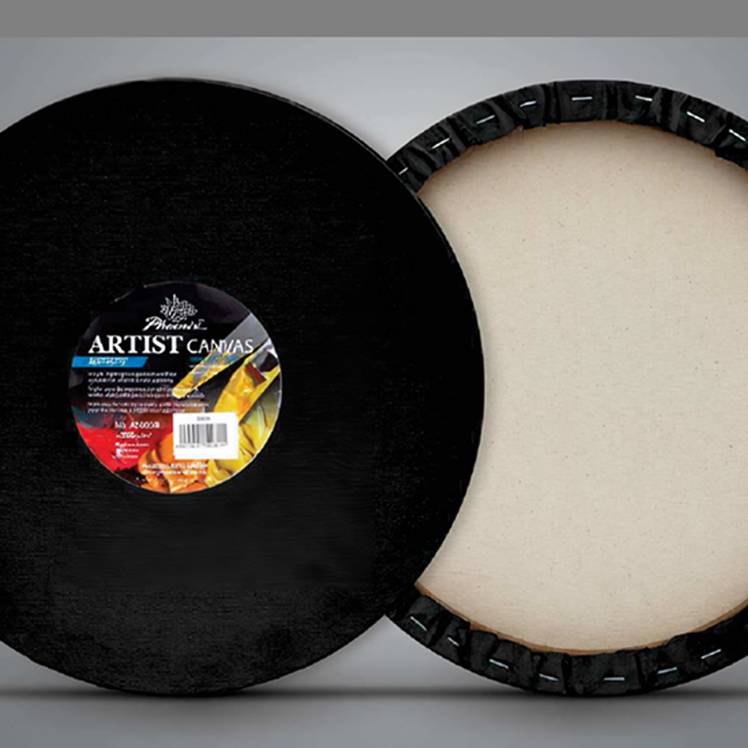 Phoenix Black Round Primed Canvas on a Frame