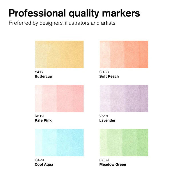 Winsor & Newton Promarker Graphic Marker Pastel Tones Set, 6 pcs.