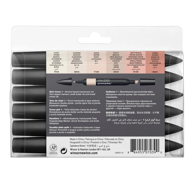 Winsor & Newton Promarker Graphic Marker Skin Tones 1 Set, 6 pcs.