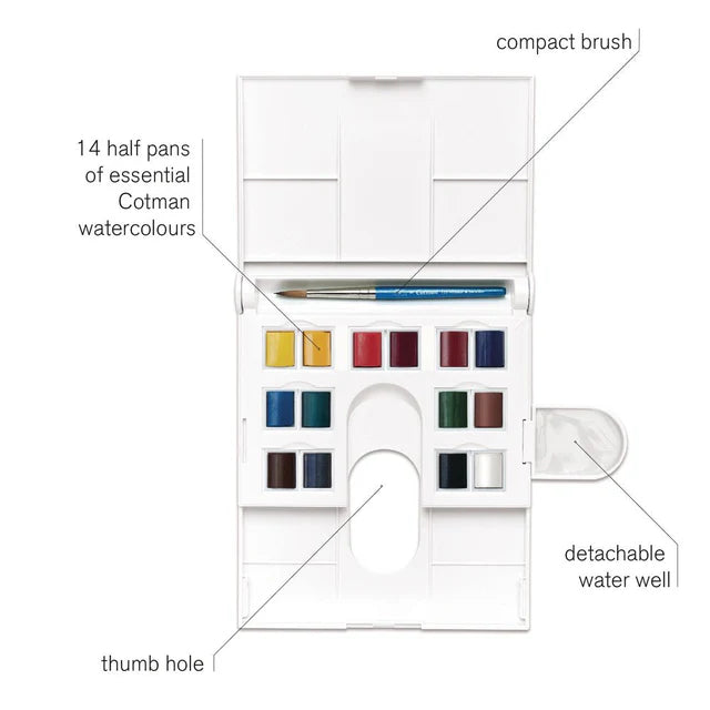 Winsor & Newton Cotman Field Travel Set, 14 Half-Pans