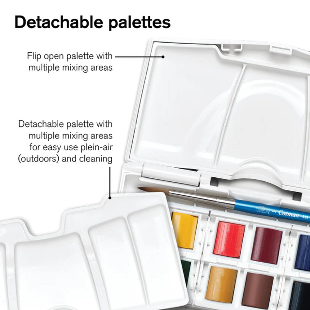 Winsor & Newton Cotman Watercolour Palette Pocket Set, 12 Half Pans