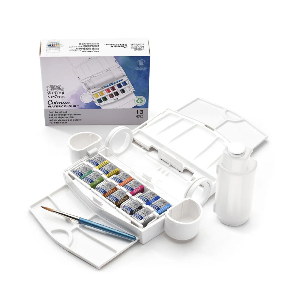Winsor & Newton Cotman Field Plus Travel Set, 12 Half-Pans