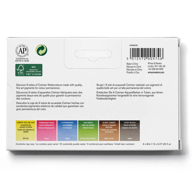 Winsor & Newton Cotman Tube Collection Set, 6x8 ml