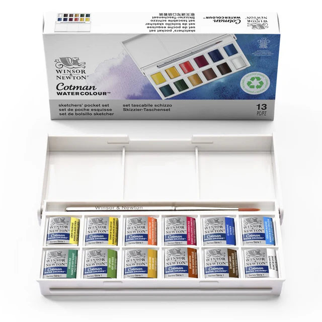 Winsor & Newton Cotman Sketchers' Pocket Set, 12 Half-Pans