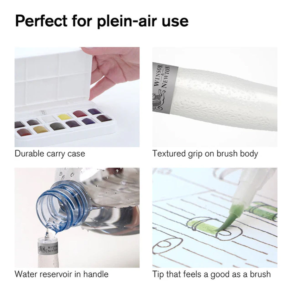 Winsor & Newton Cotman Watercolour Water Brush Pocket Set, 12 Half-Pans