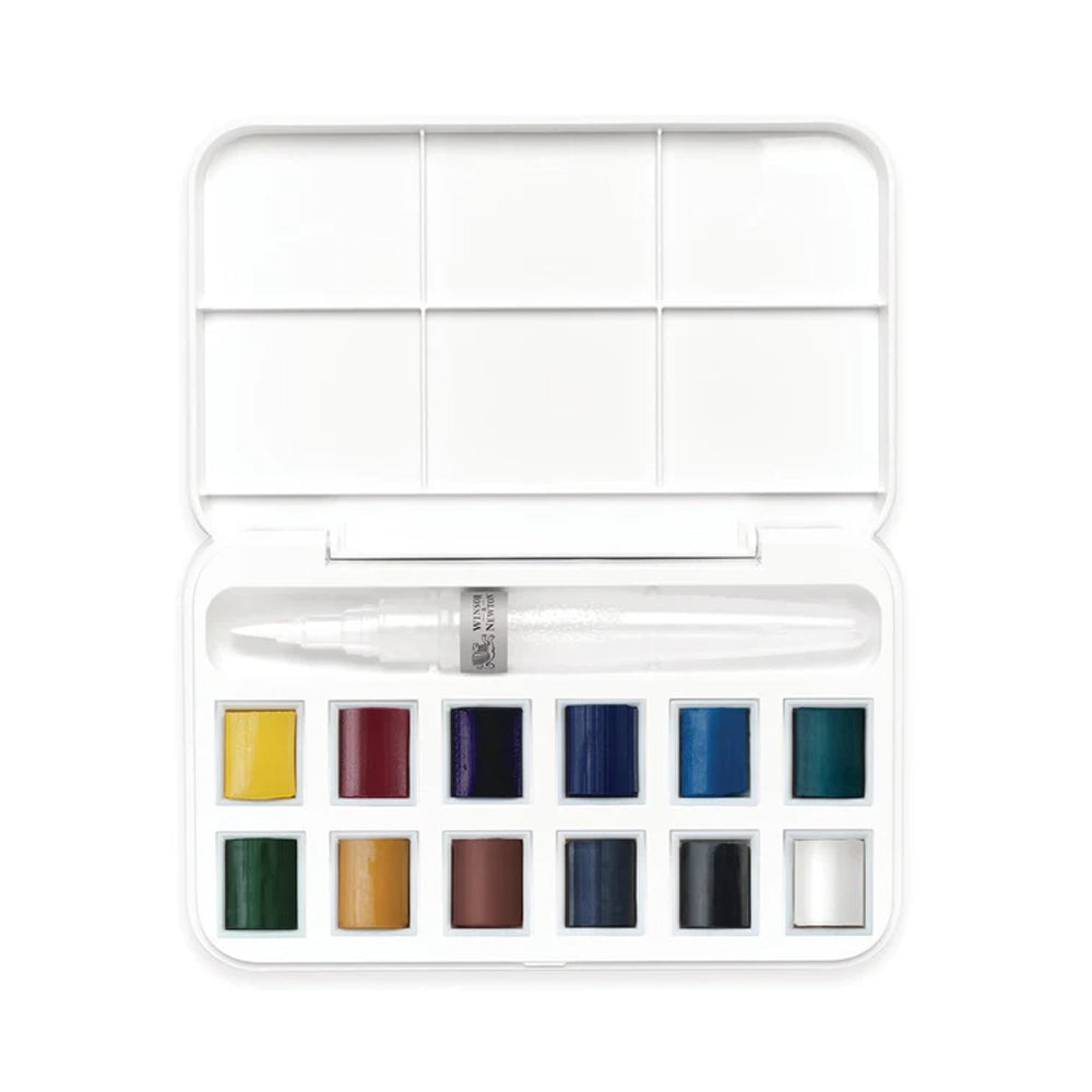Winsor & Newton Cotman Watercolour Water Brush Pocket Set, 12 Half-Pans