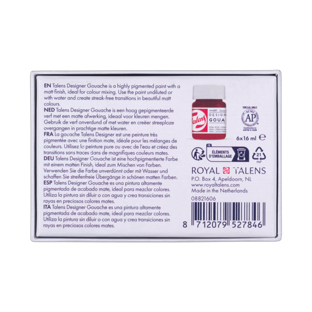 Talens Designer Gouache Set, 6x16 ml