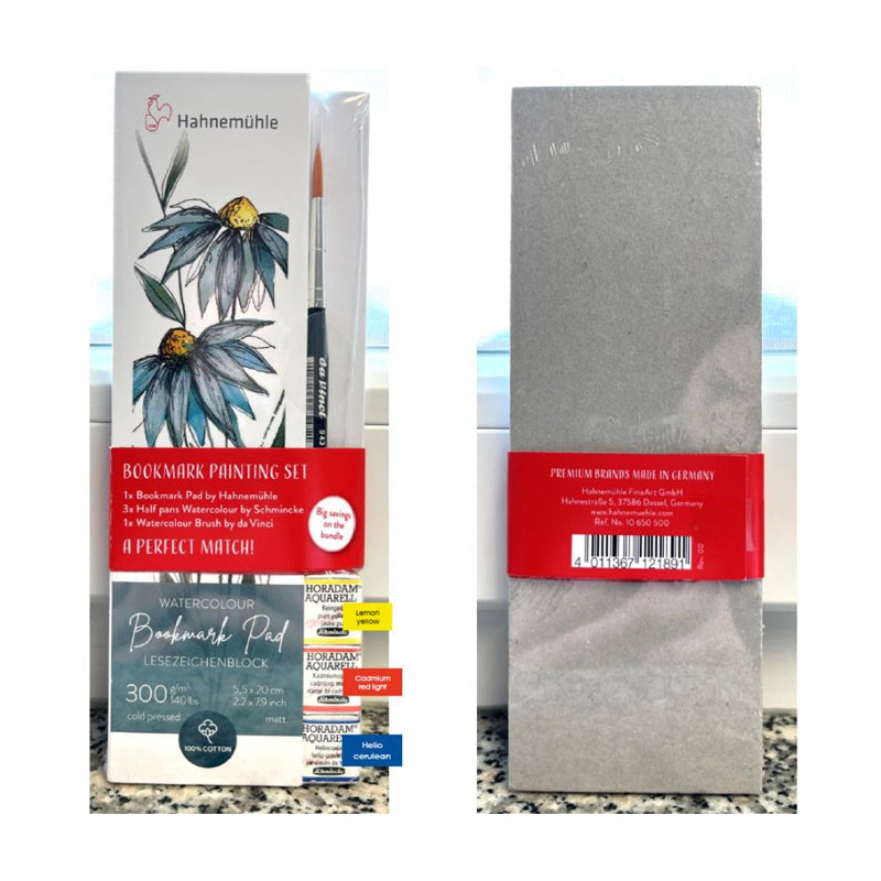 Watercolour Bookmarks Design Set - 1x Bookmark Pad + 3x Watercolour Cubes + 1x Brush