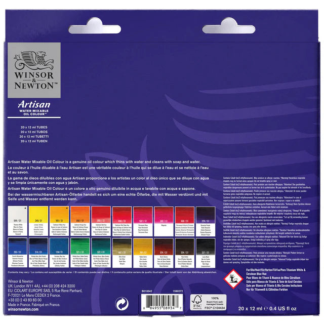 Winsor & Newton Artisan Water Mixable Oil Colour Set, 20x12 ml