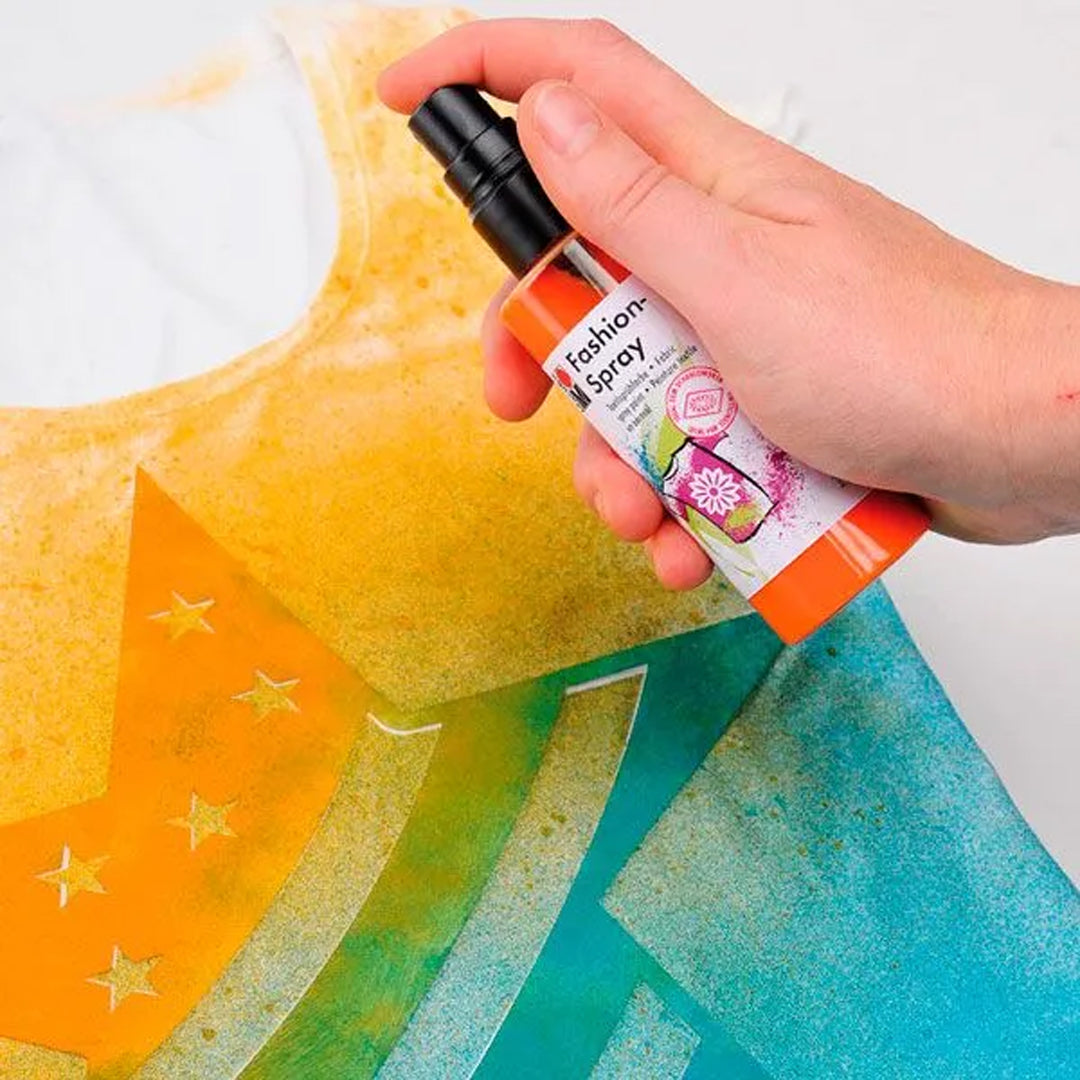 Marabu Fashion Spray Fabric Paint TROPICAL ISLAND Trend Set, 3x100 ml, 1x25 ml