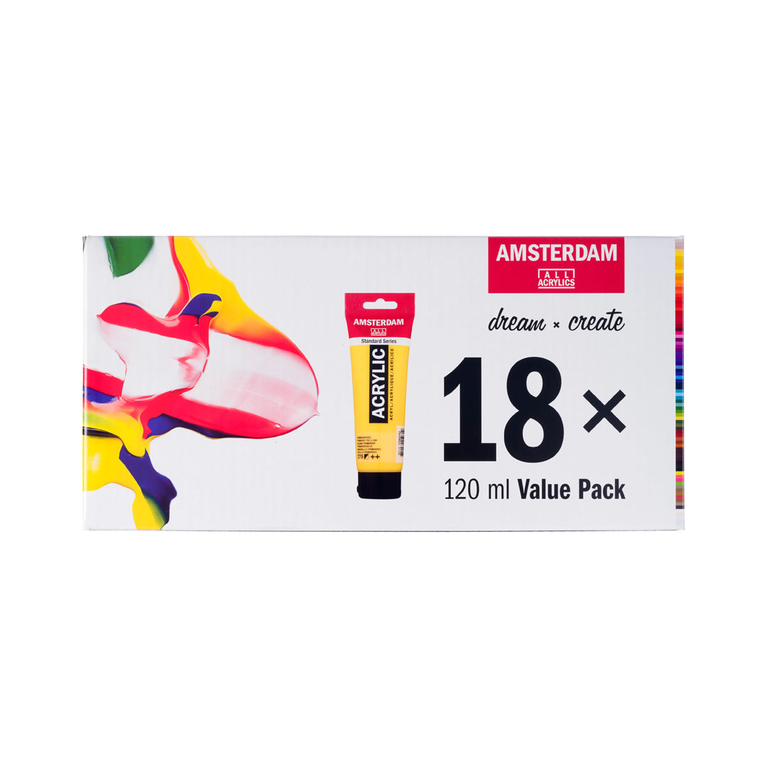 Amsterdam Acrylic Paint Value Pack, 18x120 ml
