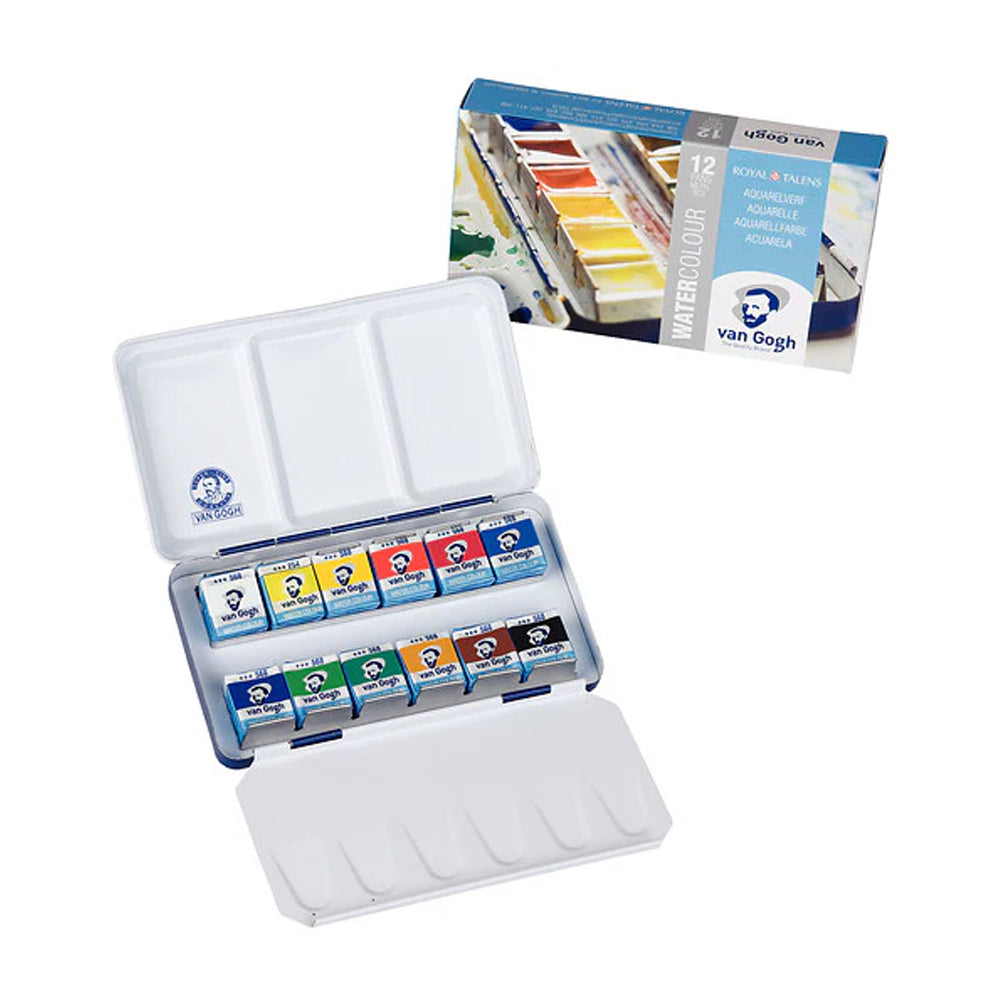 Van Gogh Watercolour Metal Case Half-Pan Set, 12 colours