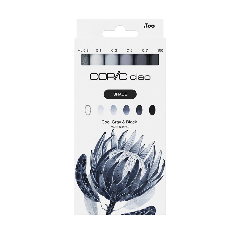 Copic Ciao SHADE Cool Gray&Black Markers Set, 6 pcs.