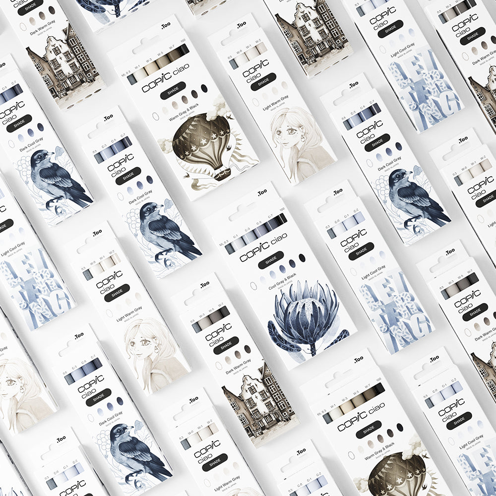 Copic Ciao SHADE Warm Gray&Black Markers Set, 6 pcs.