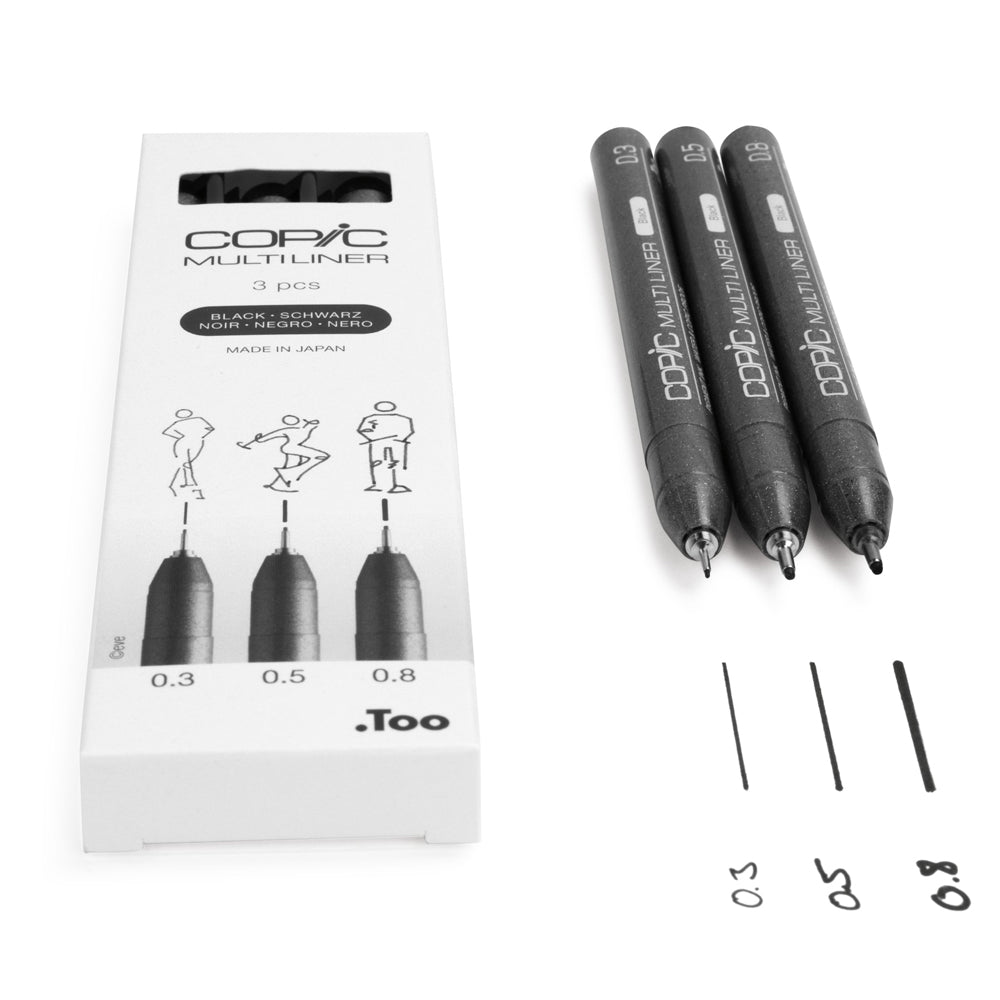 Copic Multiliner Medium Black Set, 3 pcs.