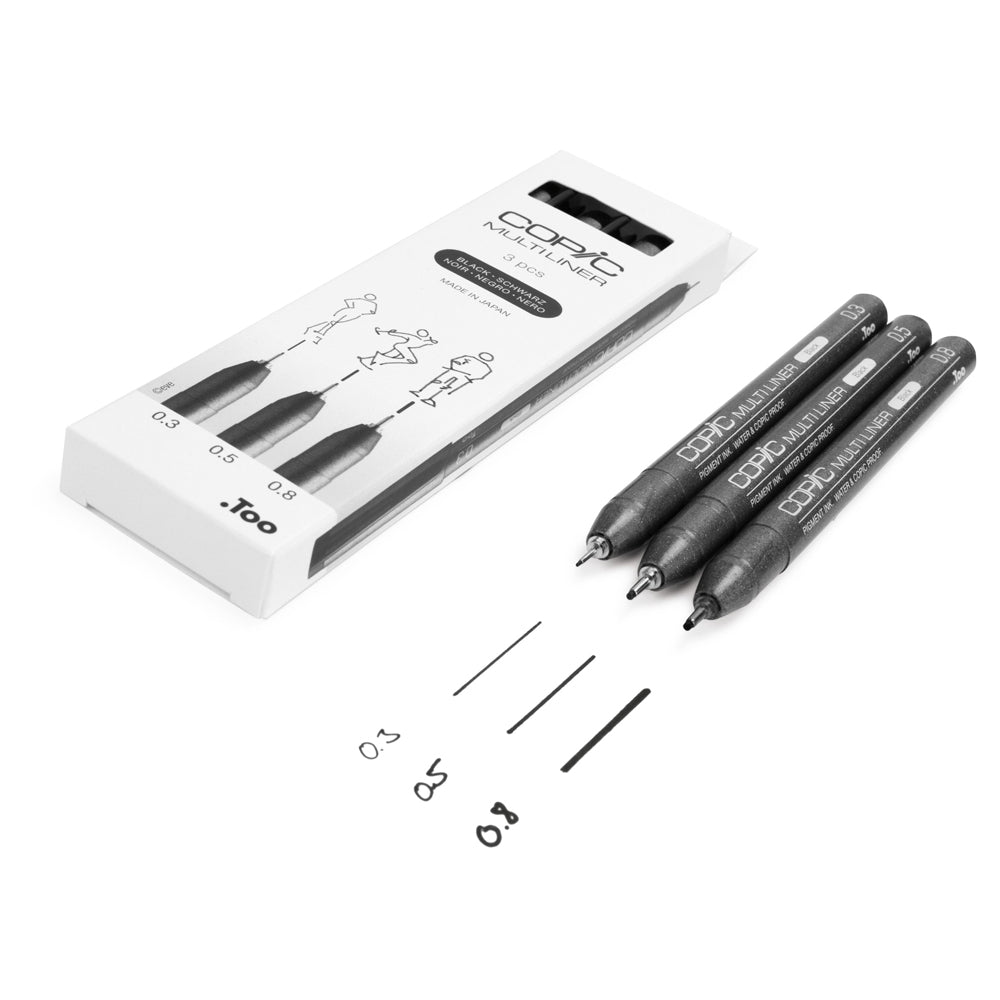 Copic Multiliner Medium Black Set, 3 pcs.