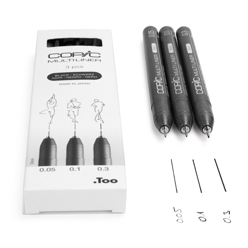 Copic Multiliner Fine Black Set, 3 pcs.