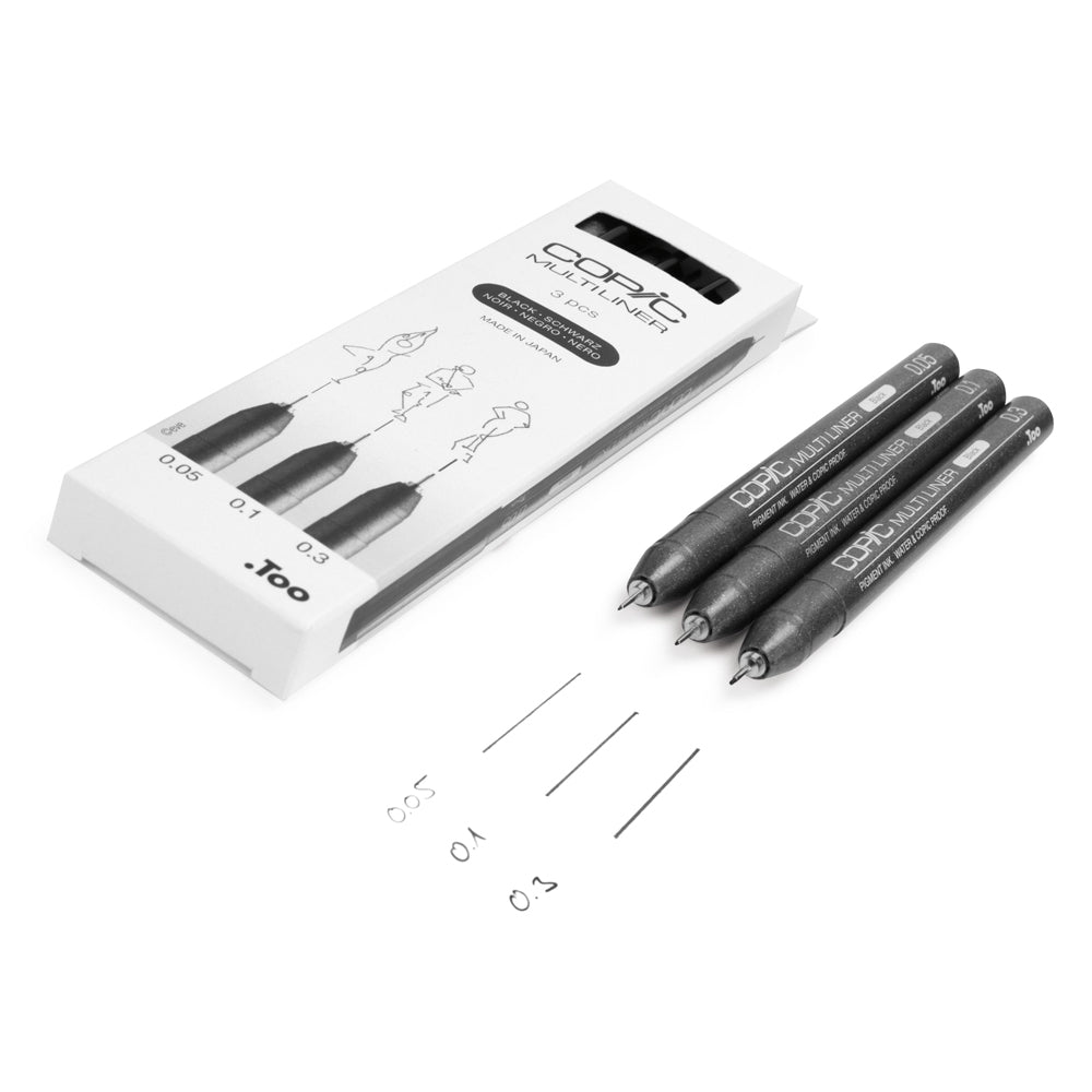 Copic Multiliner Fine Black Set, 3 pcs.