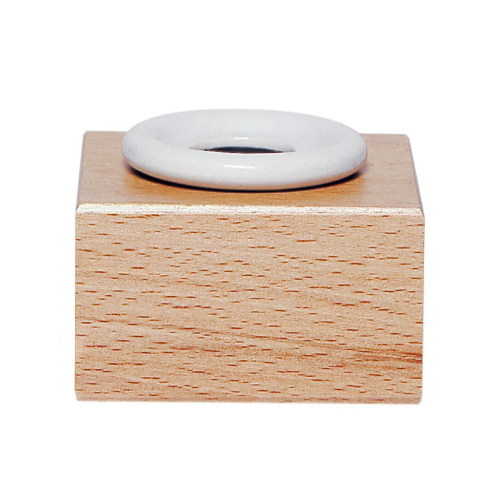 Jacques Herbin Round Porcelain Inkwell with Wooden Stand