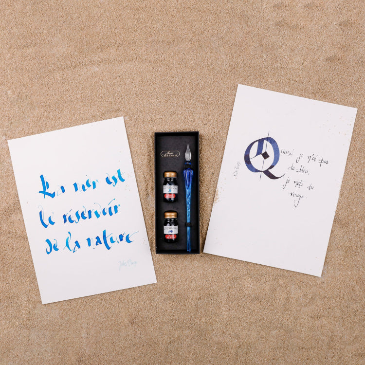 Jacques Herbin Blue Glass Nib and Ink Set