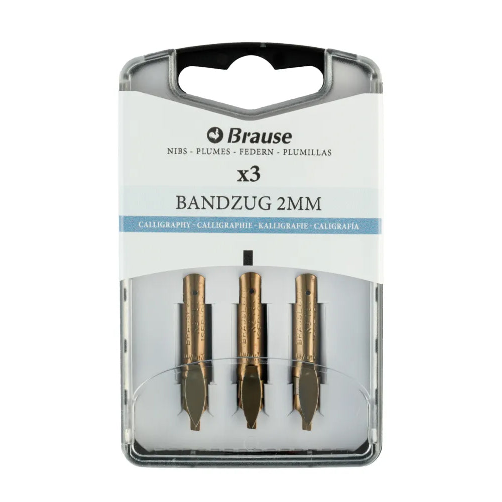 Brause Calligraphy Nibs for Nib Holders, Bandzug 2 mm, 3 pcs.
