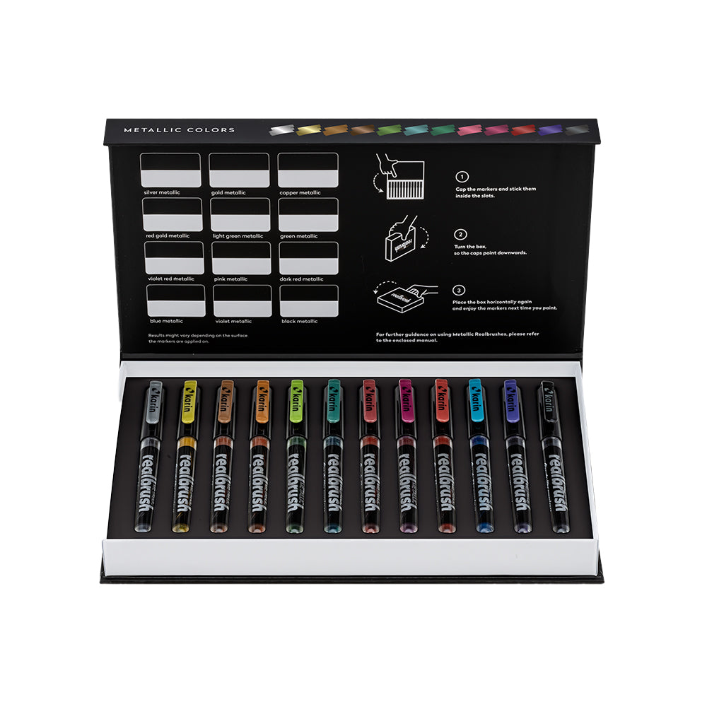 Karin Realbrush Metallic Markers Set | 12 colors