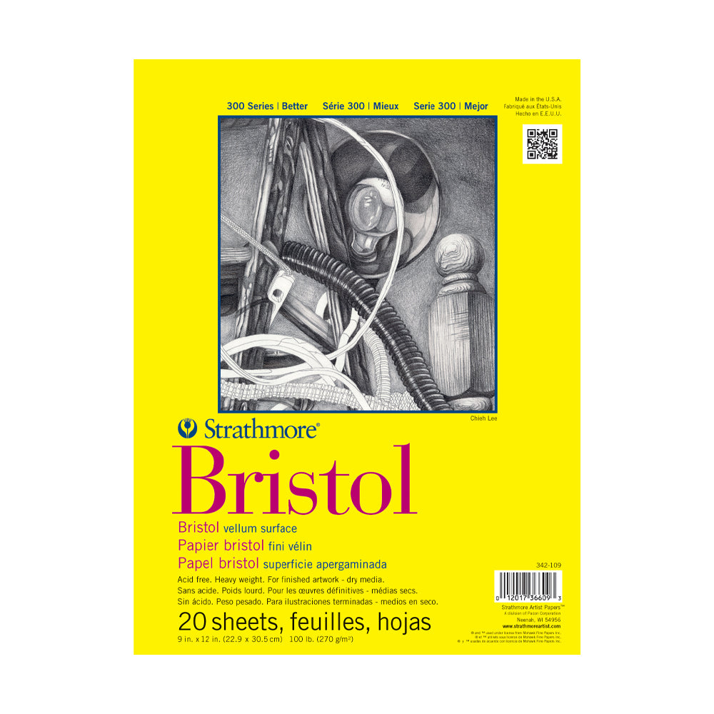 Strathmore Bristol Vellum 300 Series Paper Pad, 270 gsm, 20 sheets