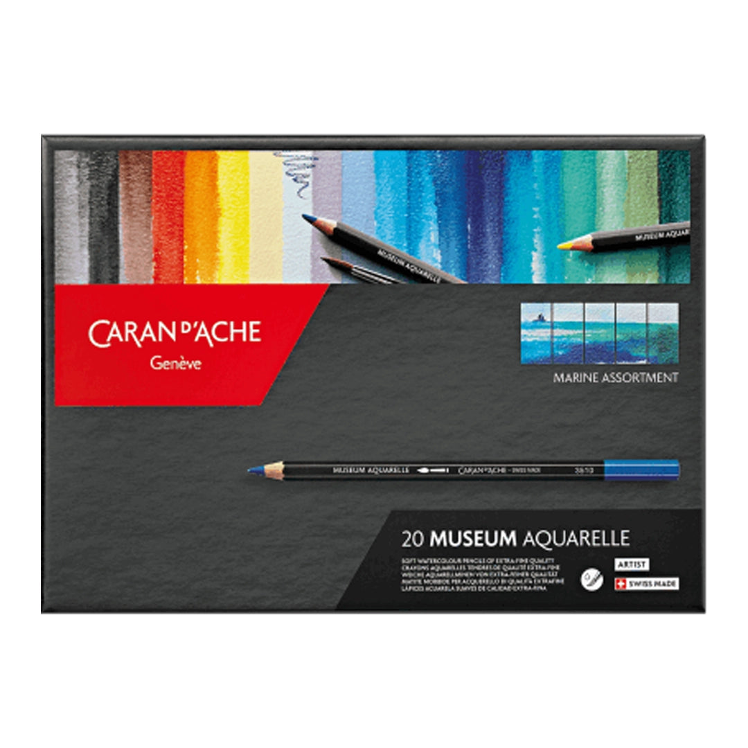 Caran d'Ache MUSEUM Aquarelle Colored Pencils Marine Set of 20