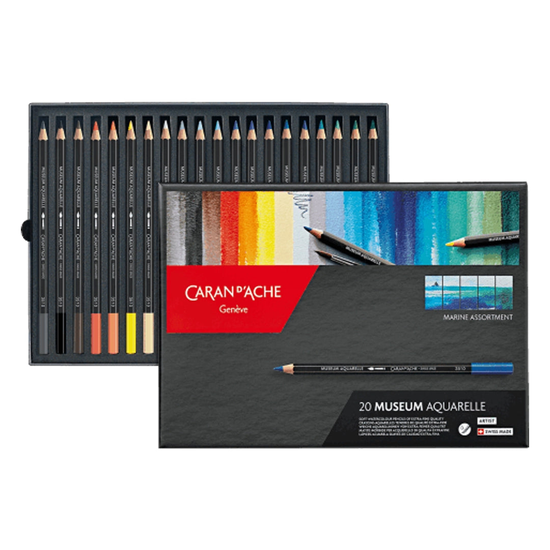 Caran d'Ache MUSEUM Aquarelle Colored Pencils Marine Set of 20