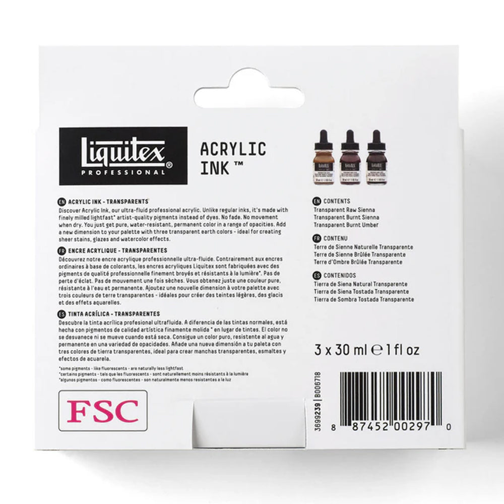 Liquitex Professional akrilinio tušo rinkinys Transparents, 3x30 ml