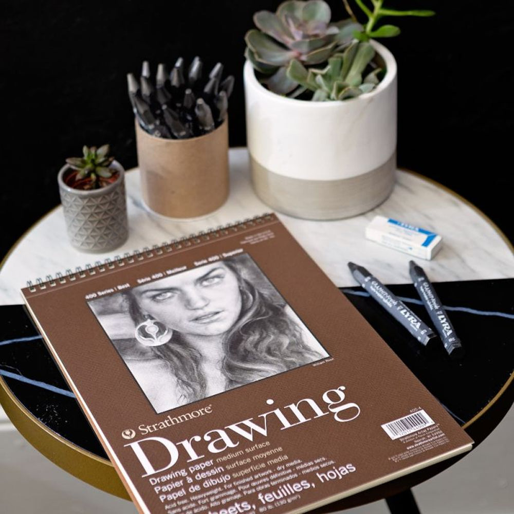 Strathmore Drawing Medium 400 Series Paper Wire Bound Pad, 130 gsm, 24 sheets