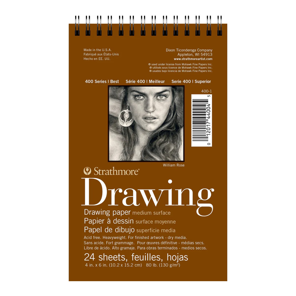 Strathmore Drawing Medium 400 Series Paper Wire Bound Pad, 130 gsm, 24 sheets
