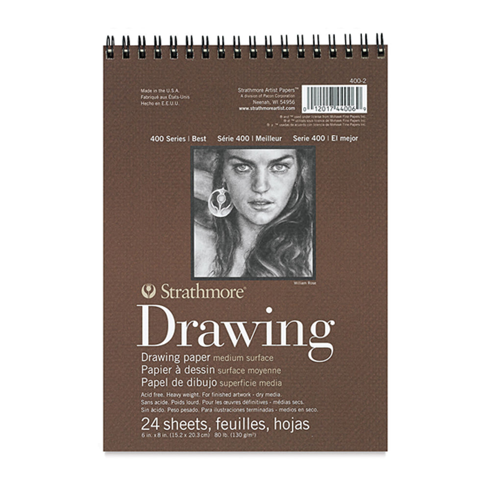 Strathmore Drawing Medium 400 Series Paper Wire Bound Pad, 130 gsm, 24 sheets