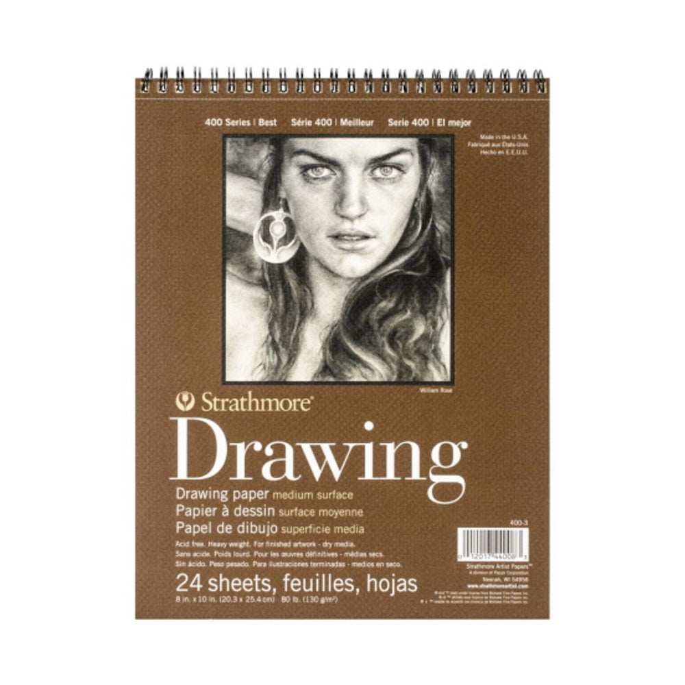Strathmore Drawing Medium 400 Series Paper Wire Bound Pad, 130 gsm, 24 sheets