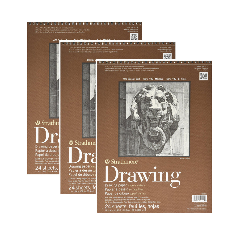 Strathmore Drawing Smooth 400 Series Paper Wire Bound Pad, 130 gsm, 24 sheets