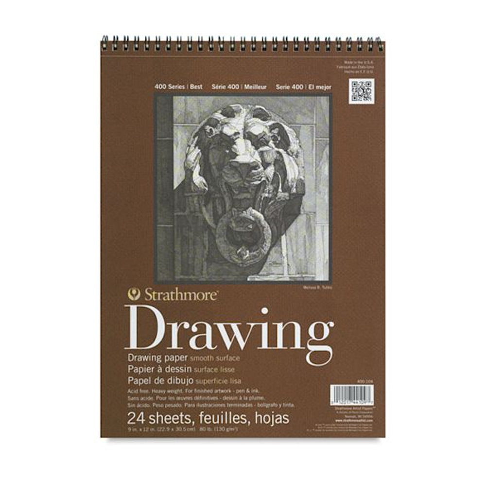 Strathmore Drawing Smooth 400 Series Paper Wire Bound Pad, 130 gsm, 24 sheets