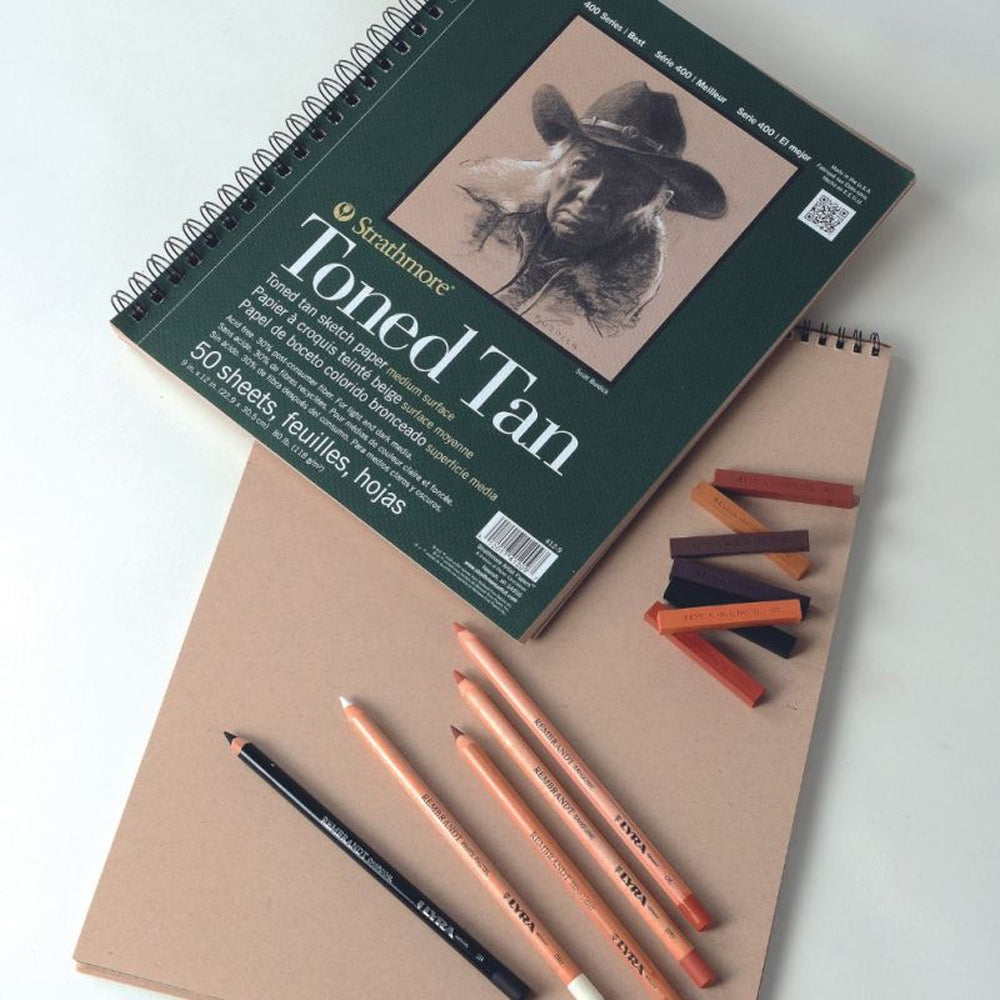 Strathmore Toned Tan 400 Series Paper Wire Bound Pad, 118 gsm