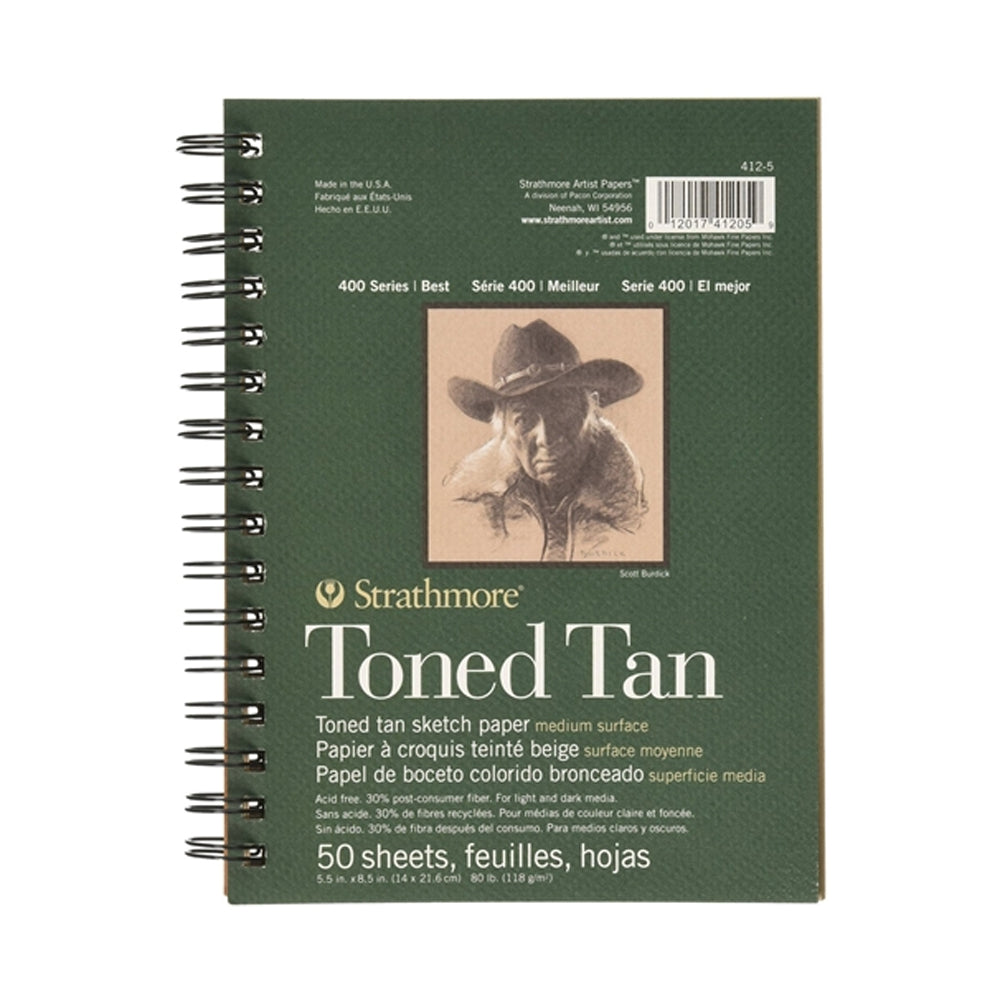 Strathmore Toned Tan 400 Series Paper Wire Bound Pad, 118 gsm