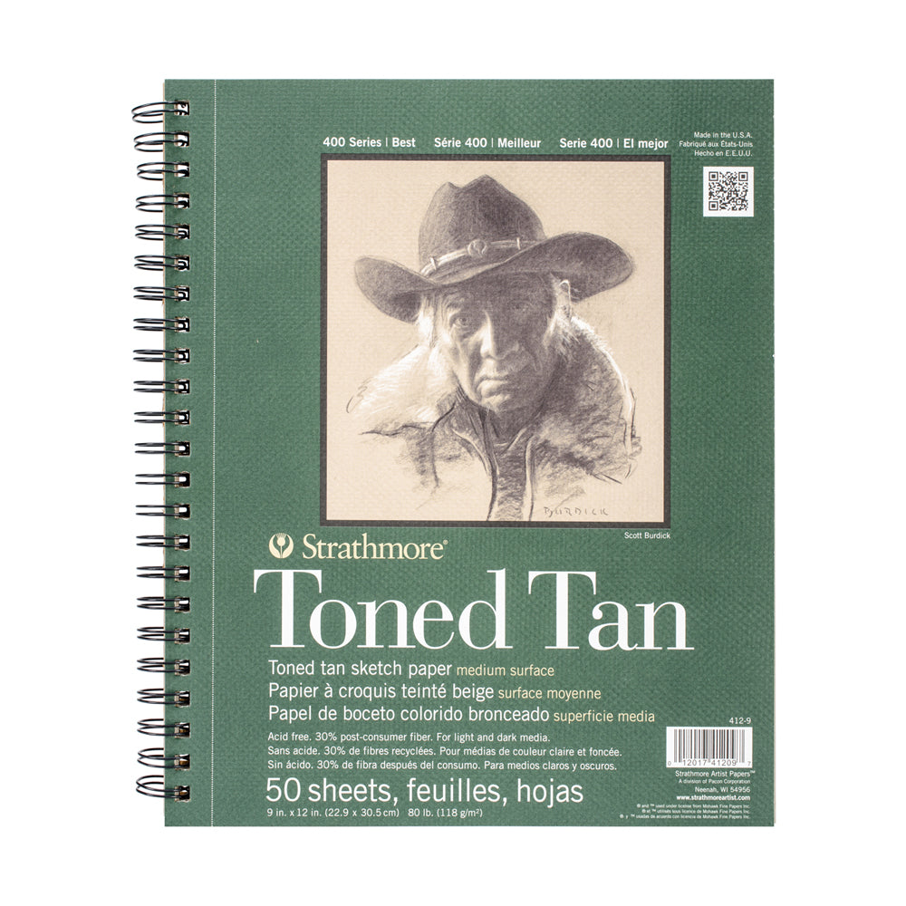 Strathmore Toned Tan 400 Series Paper Wire Bound Pad, 118 gsm