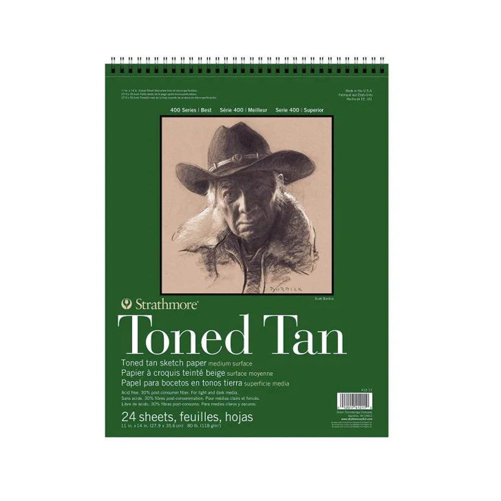 Strathmore Toned Tan 400 Series Paper Wire Bound Pad, 118 gsm