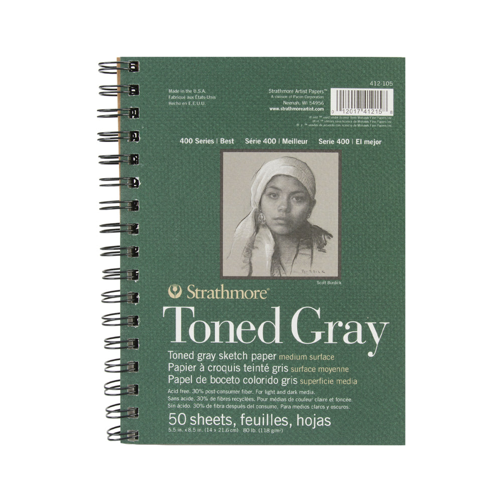 Strathmore Toned Gray 400 Series Paper Wire Bound Pad, 118 gsm