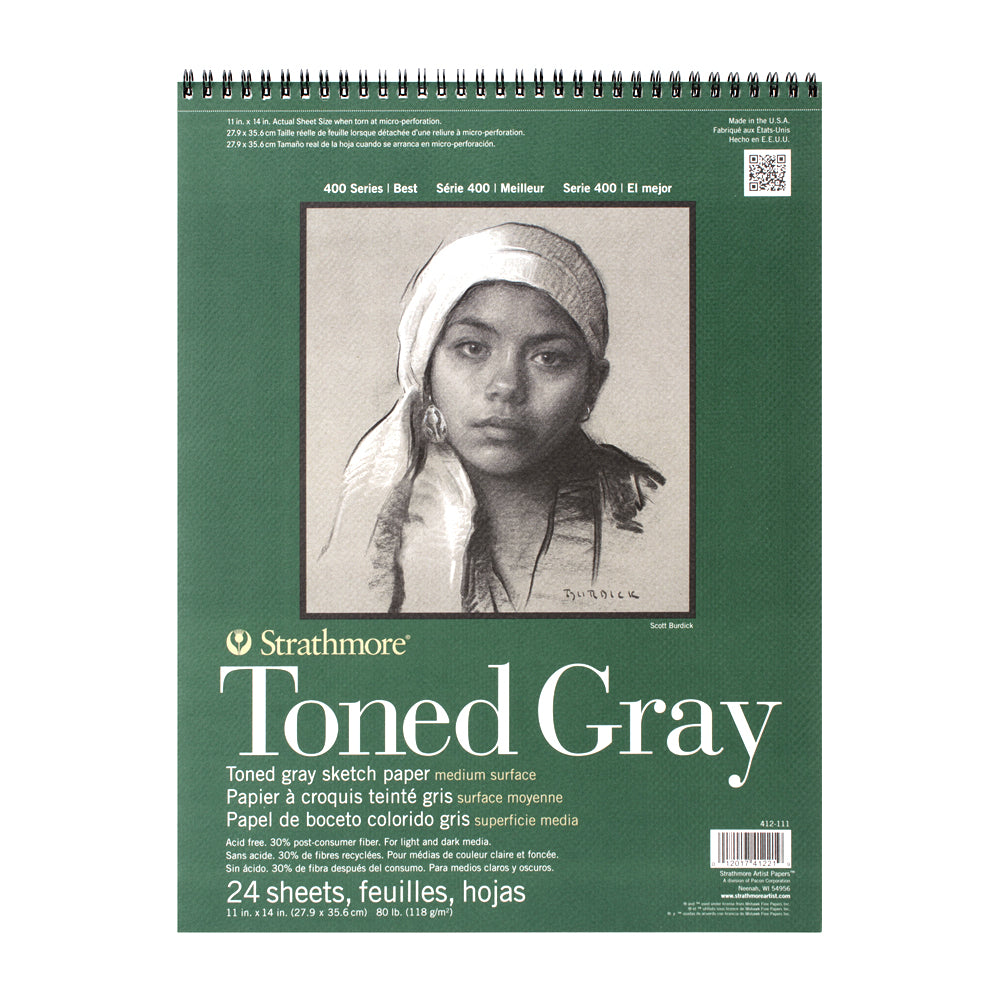 Strathmore Toned Gray 400 Series Paper Wire Bound Pad, 118 gsm