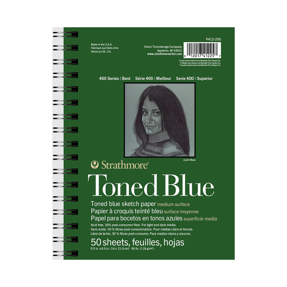 Strathmore Toned Blue 400 Series Paper Wire Bound Pad, 118 gsm