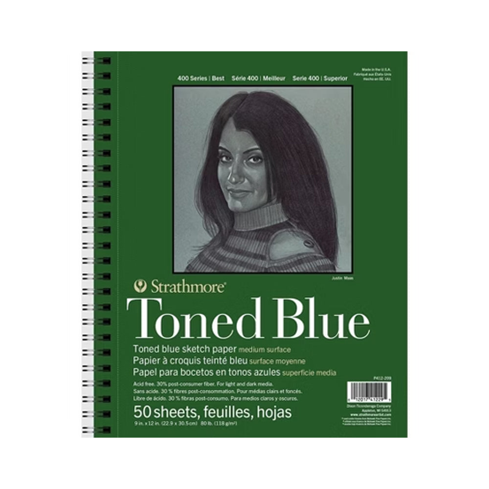Strathmore Toned Blue 400 Series Paper Wire Bound Pad, 118 gsm