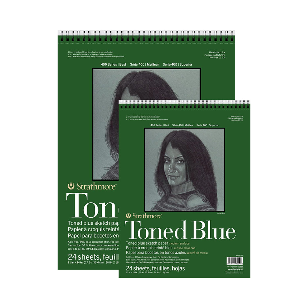 Strathmore Toned Blue 400 Series Paper Wire Bound Pad, 118 gsm