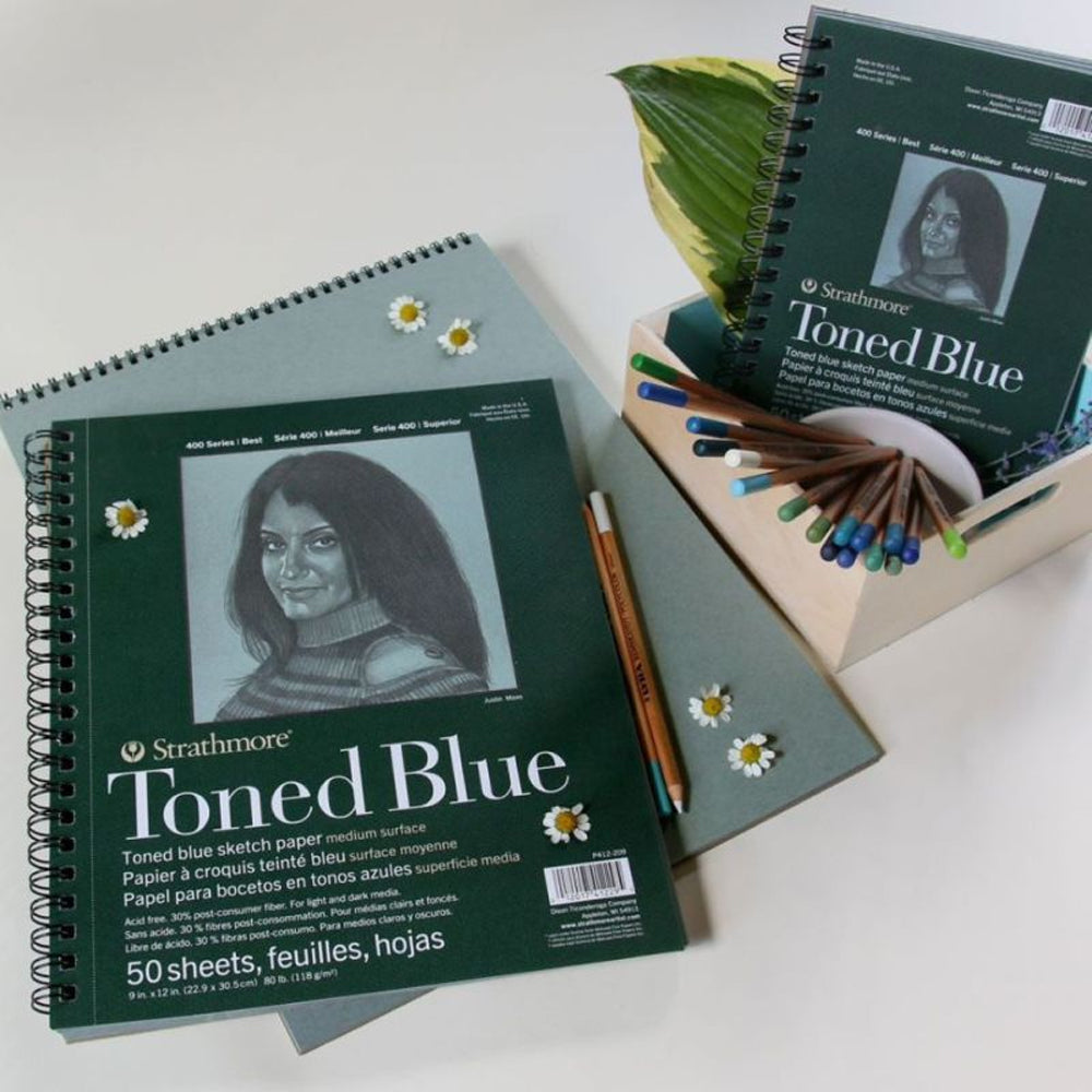 Strathmore Toned Blue 400 Series Paper Wire Bound Pad, 118 gsm