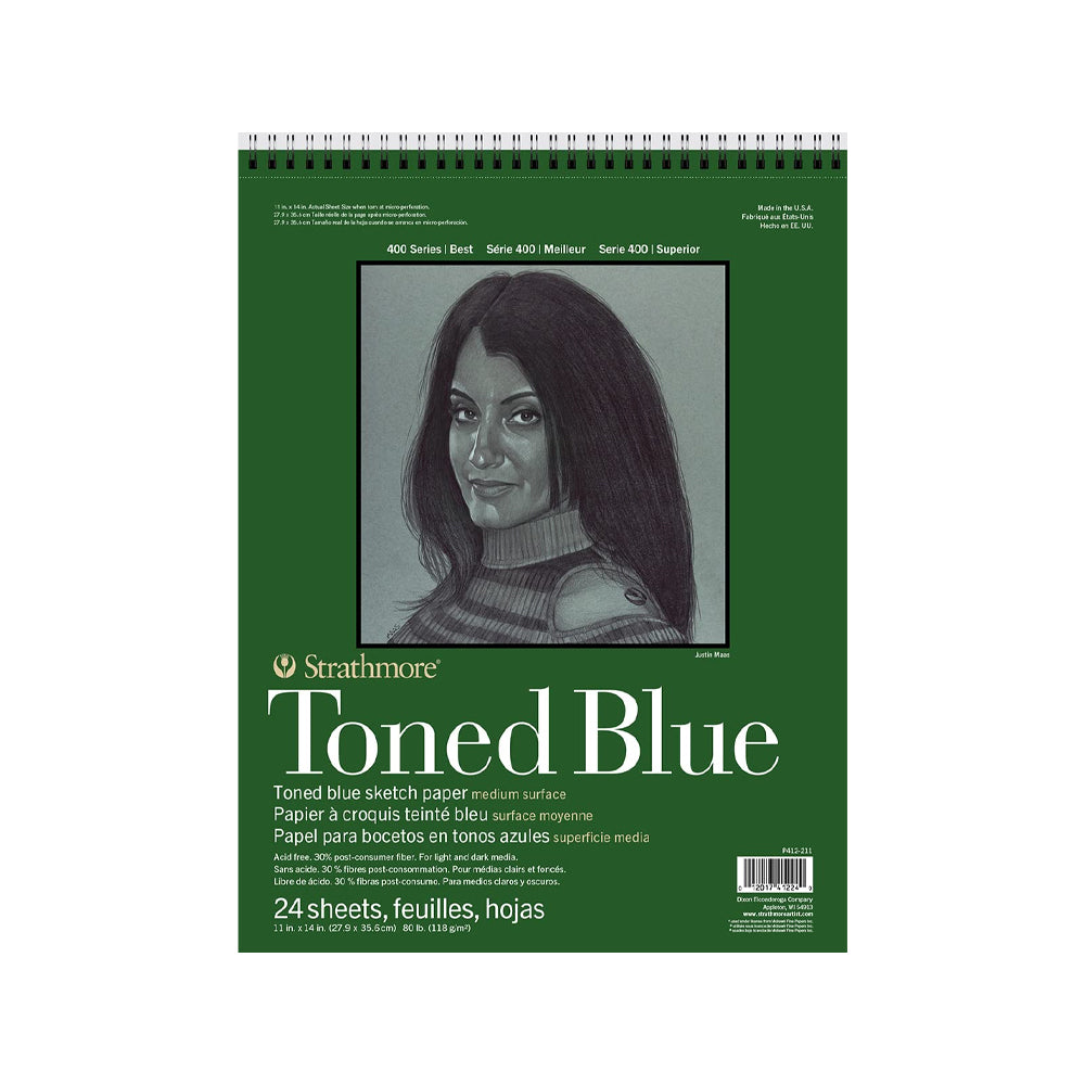 Strathmore Toned Blue 400 Series Paper Wire Bound Pad, 118 gsm