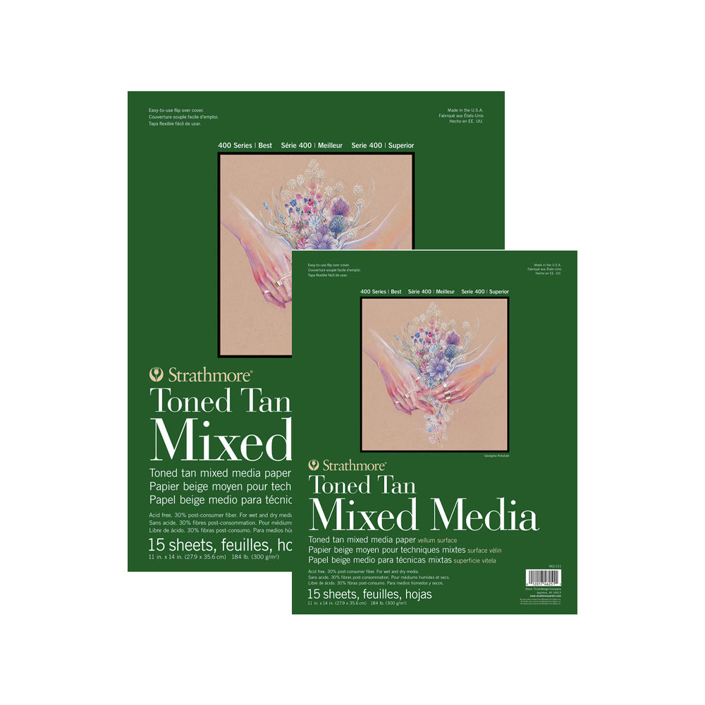Strathmore Mixed Media 400 Series Toned Tan Paper Pad, 300 gsm, 15 sheets